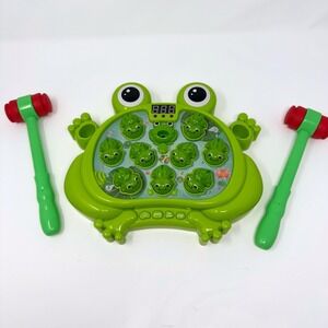 Whack A Frog Game Arcade Interactive Toy with 2 Hammers and Scoreboard Green